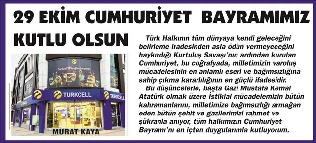 CUMHURİYET BAYRAMIMIZ KUTLU OLSUN