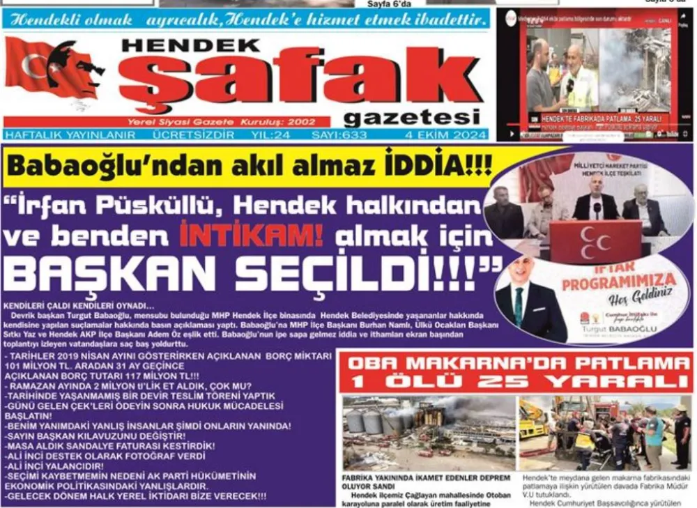 HENDEK ŞAFAK CUMA GÜNÜ ÇIKIYOR