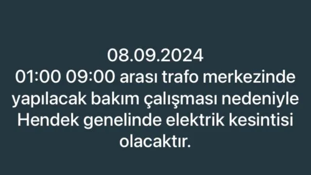 PAZAR GÜNÜ ELEKTRİK KESİNTİSİ