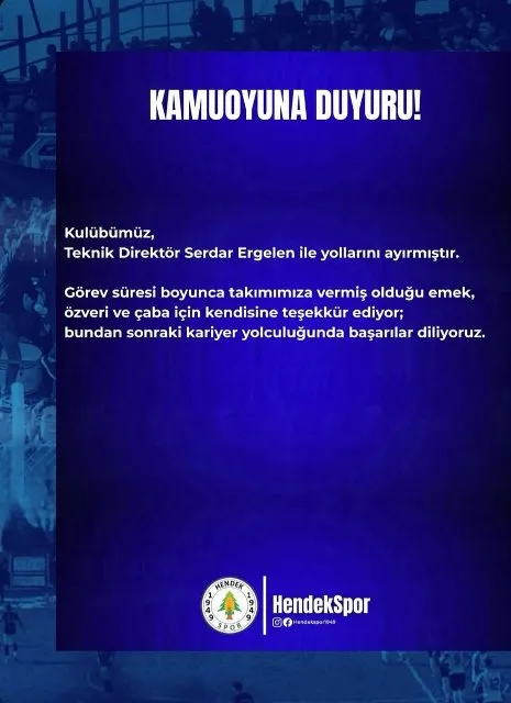 HENDEKSPOR HOCA İLE YOLUNU AYIRDI