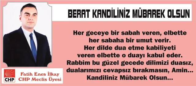 BERAT KANDİLİNİZ KUTLU OLSUN