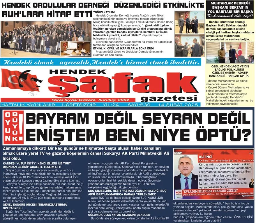 GAZETENİZ HENDEK ŞAFAK CUMA GÜNÜ OKUYUCUSU İLE BULUŞUYOR