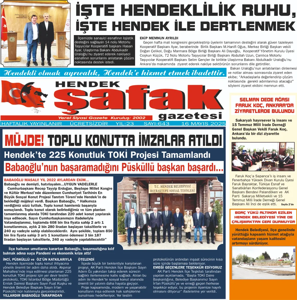 GAZETENİZ HENDEK ŞAFAK ÇIKTI